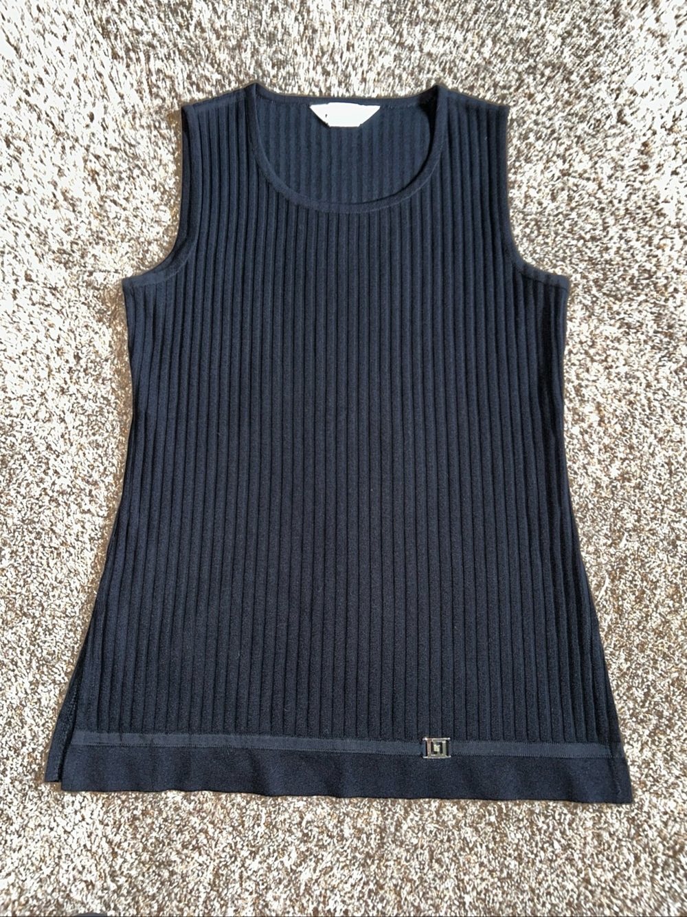 Exclusively Misook Women’s Black Ribbed Sleeveless Tank Top Sz Small
